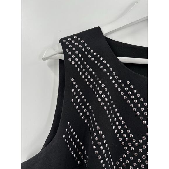 Tommy Hilfiger Dress Womens 18 Black Sleeveless Studded Sheath Stretchy Zip Up - Picture 6 of 16